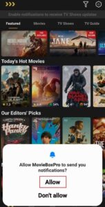 allow movieboxpro apk notification